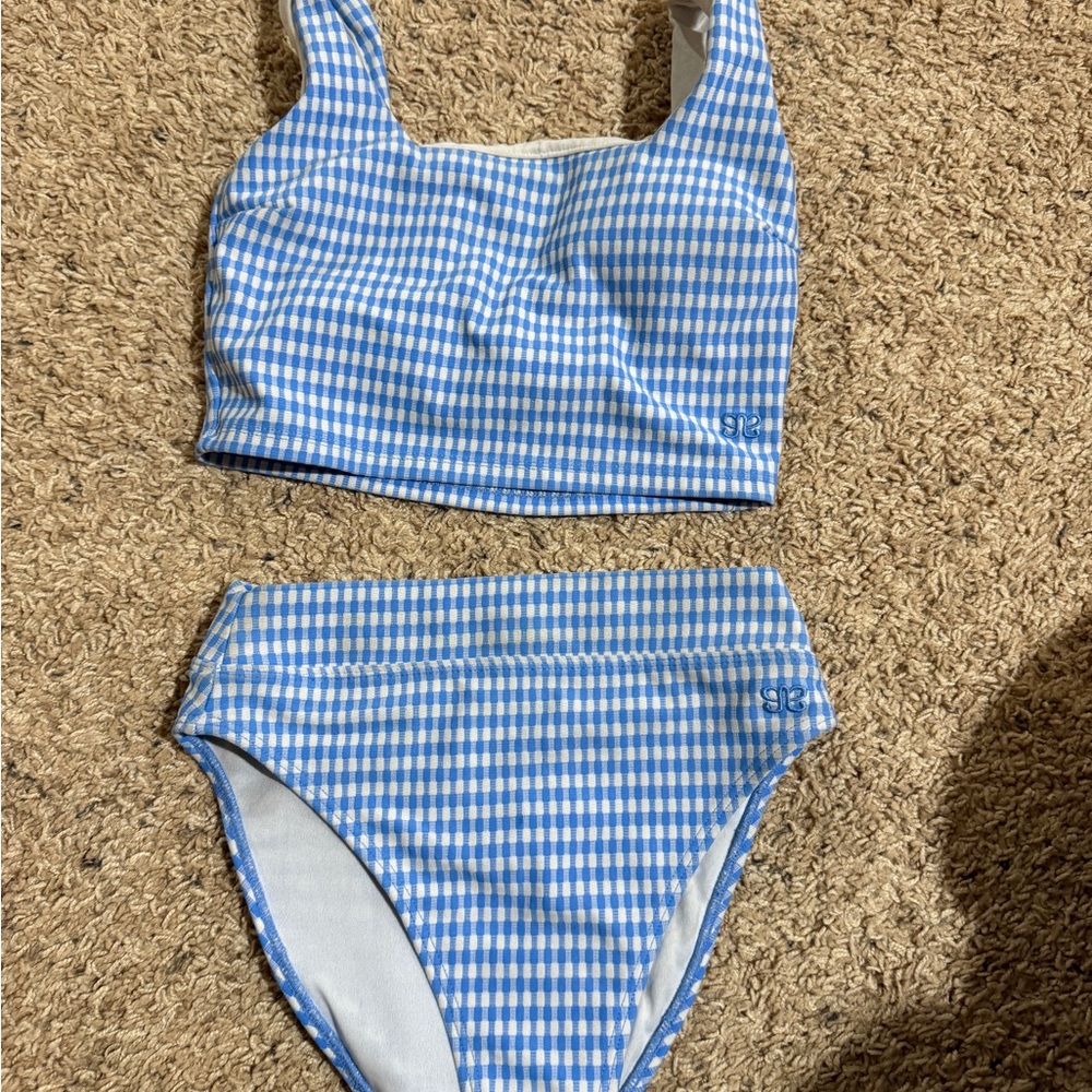 ALBION Blue Gingham Swim Set